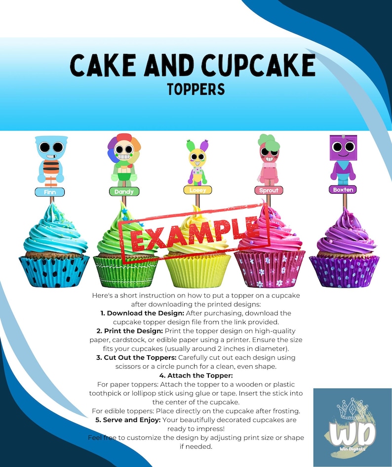 Dandys World Birthday Party Decor: Cupcake Toppers & Banner (digital ...