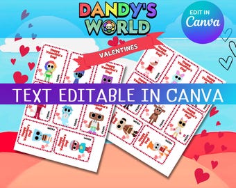 Editable Print-Your-Own Dandy's World Valentine’s Cards – Digital Download for 27 Fun Designs!