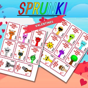 Drucke deine eigenen Sprunki Valentinstagskarten – Digitaler Download für 32 witzige Designs!