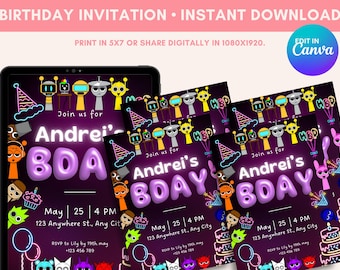 Sprunki Birthday Invitation Template: Customizable Digital Invite (Instant Download)