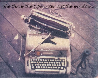 She threw the typewriter out the window../photo postcard