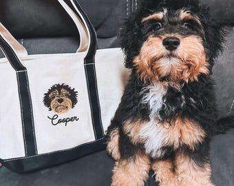 Personalized Mothers Day Gift For Mom, Custom Pet Embroidered Tote Bag, Dog Mom Tote Bag, Embroidered Gift For Her, Gift For Grandma