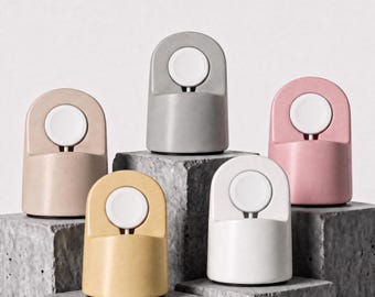 Soporte de carga para Apple Watch, de hormigón, organizador tecnológico minimalista.