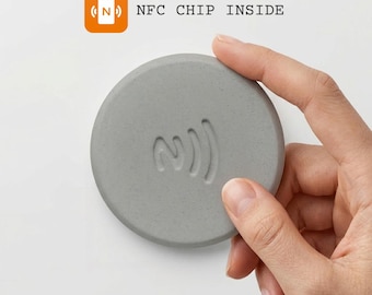 Discos de etiquetas NFC de concreto: organizador de mesa para tecnologia - WiFi personalizável (pacote com 4)