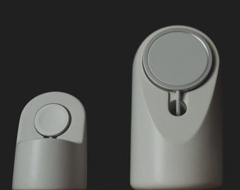 Suporte de carregamento de concreto feito à mão para Apple Watch: organizador de tecnologia minimalista