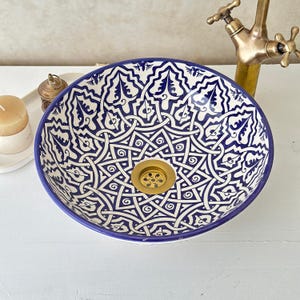 Ceramic Sink - Black & White Handmade Bathroom Sink