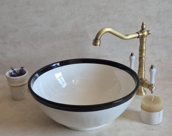 Ceramic Sink Basin - White Handmade Bathroom Sink