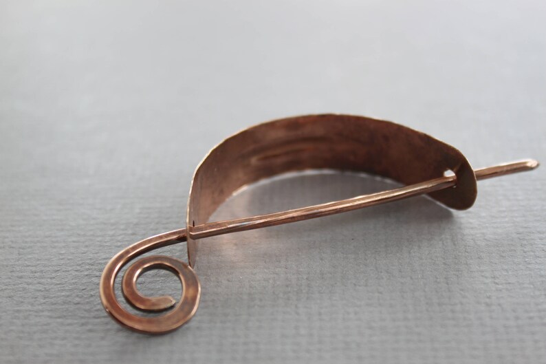 Copper bun holder, Hair cuff, Minimalist hair slide, Modern hair accessories, Hair pin, Pony tail clip, Hair barrette HP041 image 5