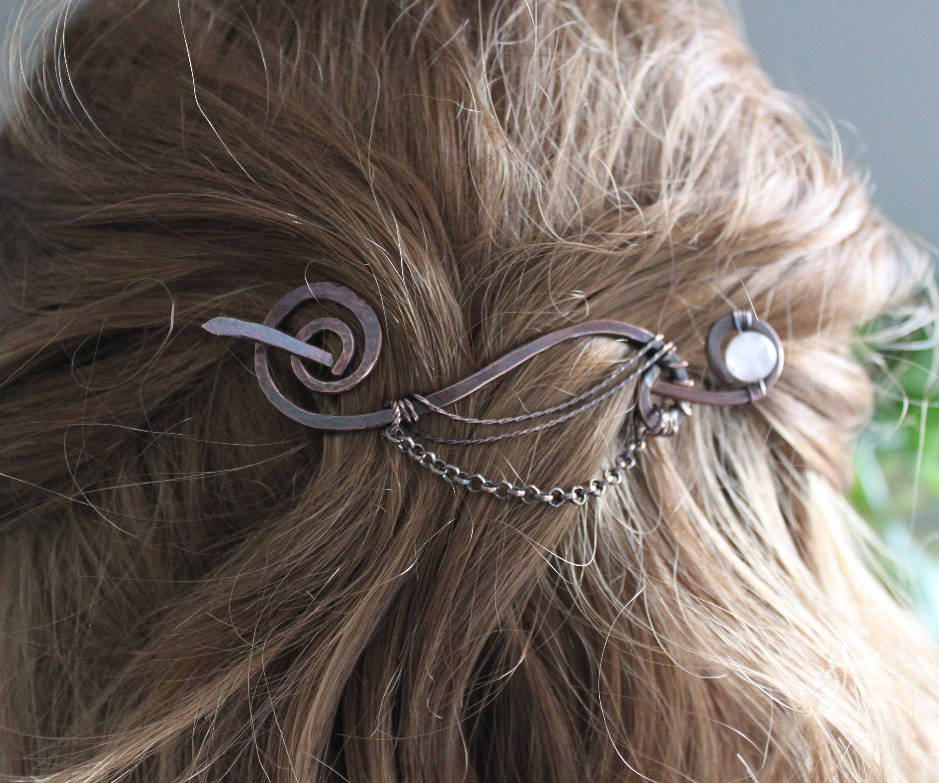 Gold Hair Clip With Hair Stick, Loop Hair Pin, Hair Slide Metal