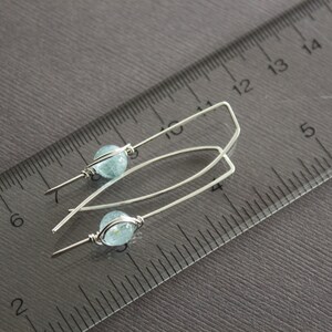 Sterling silver threader earrings, Aquamarine earrings, Gemstone earrings, Minimalist earrings, Simple earrings ER001 image 3