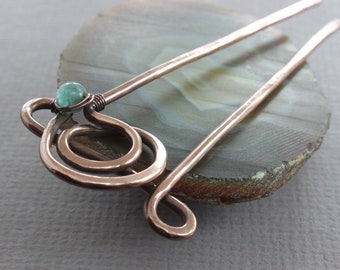 Treble clef hair fork pin with apatite stone, Hair accessory, Hair jewelry, Hair pin, Hair jewelry, Musical hair pin, Gemstone pin - HP031