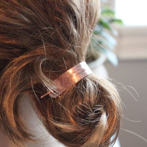 Copper bun holder, Hair cuff, Minimalist hair slide, Modern hair accessories, Hair pin, Pony tail clip, Hair barrette HP041 image 1