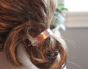 Copper bun holder, Hair cuff, Minimalist hair slide, Modern hair accessories, Hair pin, Pony tail clip, Hair barrette - HP041