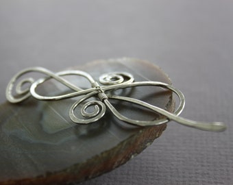 Mix metal penannular shawl pin with flower, Copper shawl pin, Cardigan  clasp, Silver brooch, Clock shawl pin, Viking shawl pin 