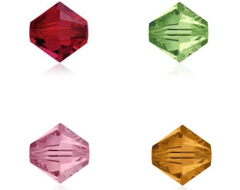 Swarovski crystal bicone beads, Xilion 5328, 8mm Swarovski crystals, Destash jewelry supply, Amethyst, Ruby,  Amethyst, Peridot