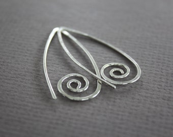 Minimalist sterling silver earrings - Threader earrings - Spiral earrings - Dainty earrings - Hook earrings -  Primitive earrings - ER014