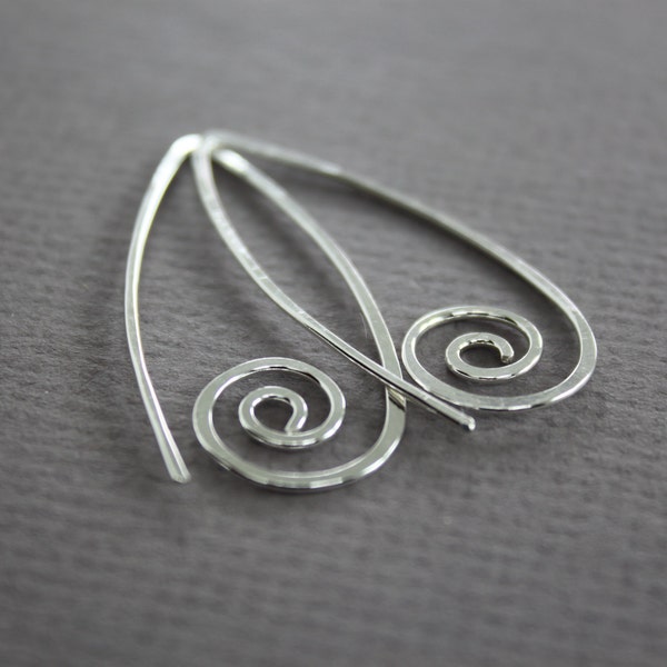 Minimalist sterling silver earrings - Threader earrings - Spiral earrings - Dainty earrings - Hook earrings -  Primitive earrings - ER014