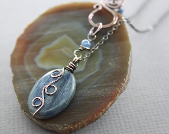 Copper Kyanite Pendant Necklace: Elegant Oval Gemstone Jewelry