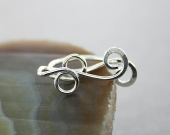 Spiral sterling silver ear climbers earrings, sterling ear crawler, ear jacket climbers, ear sweeps, wire ear cuffs, EC001