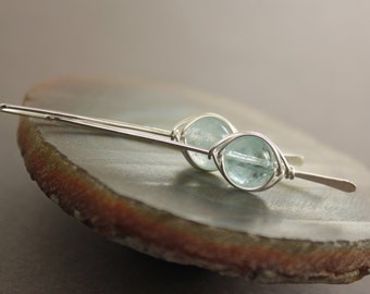 Sterling silver threader earrings, Aquamarine earrings, Gemstone earrings, Minimalist earrings, Simple earrings - ER001