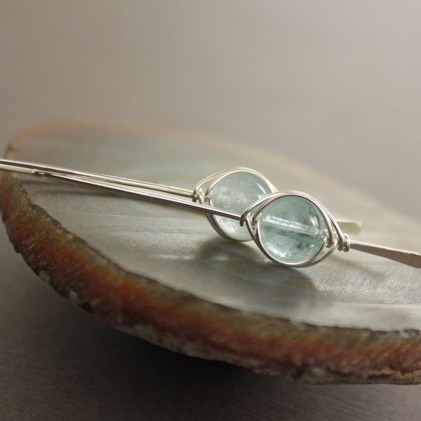 Sterling silver threader earrings, Aquamarine earrings, Gemstone earrings, Minimalist earrings, Simple earrings - ER001