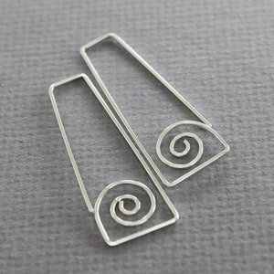 Rectangular sterling silver threader earrings, Minimalist earrings, Dainty earrings, Greek style earrings,  Trendy earrings - ER087