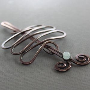 Zigzag bun cage with aquamarine stone, Hair slide, Hair accessories, Hair jewelry, Hair barrette, Hair stick, Hair pin, Hair clip HP020 image 3