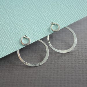 Ear jacket sterling silver stud earrings, Post earrings, Jacket earrings, Circle earrings, Minimalist earrings, Simple earrings EJ001 image 3