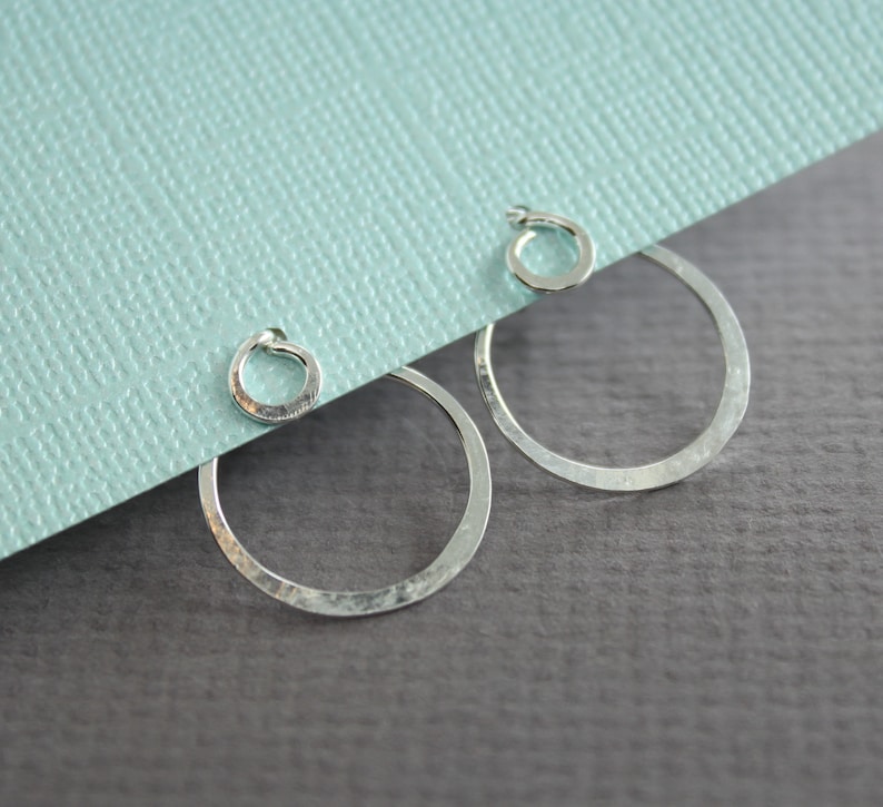 Ear jacket sterling silver stud earrings, Post earrings, Jacket earrings, Circle earrings, Minimalist earrings, Simple earrings EJ001 image 3