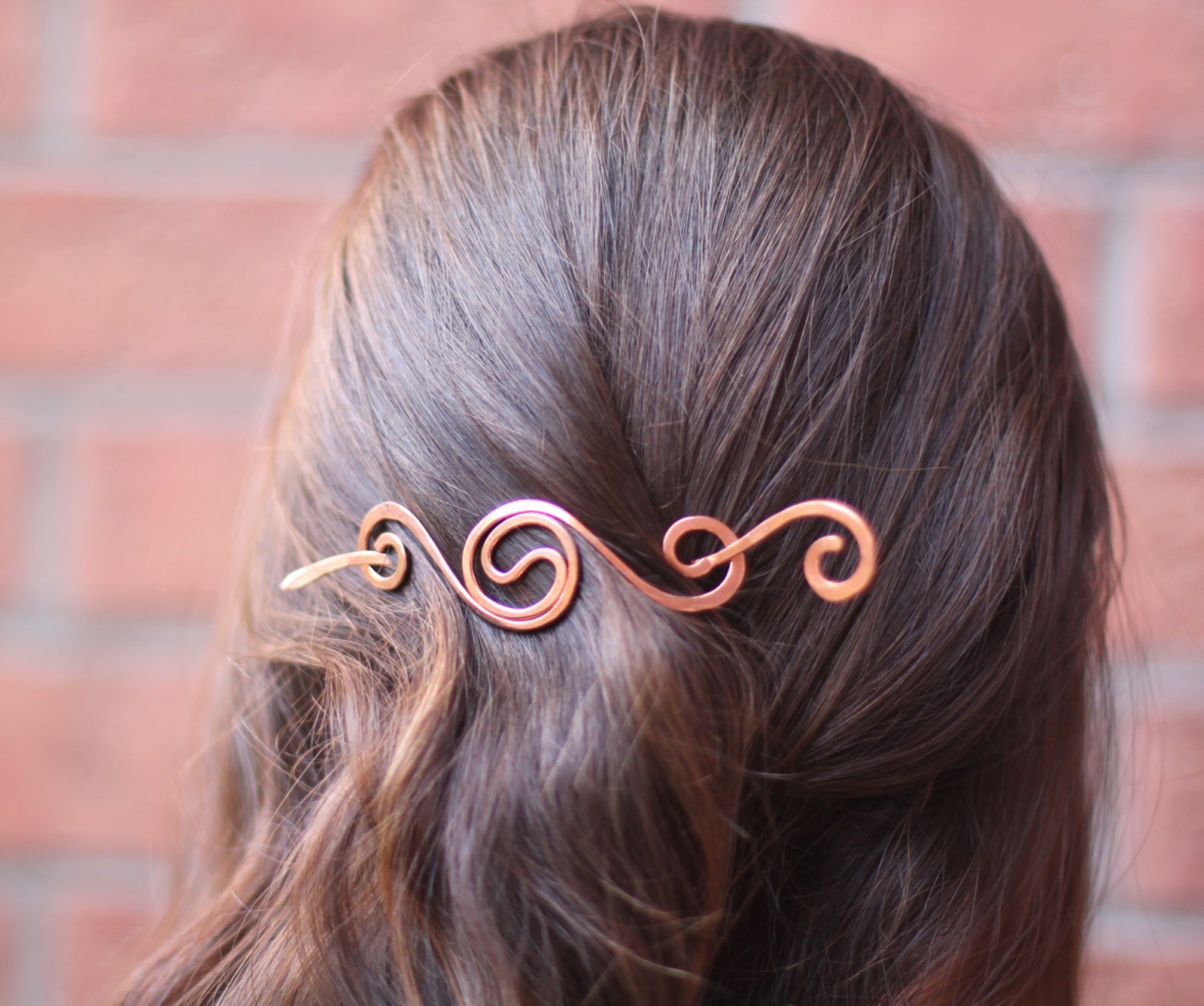 Simple spiral hair barrette in copper Hair accessory Shawl Etsy