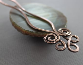 Copper Celtic Knot Hair Fork Pin: Hand Forged Hair Jewelry