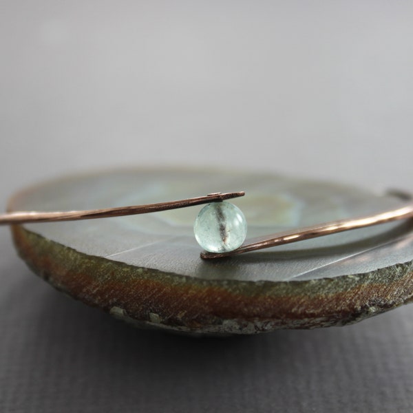 Copper bangle bracelet with aquamarine stone - Aquamarine bracelet - Copper bracelet - Bangle bracelet - Healing bracelet - BR004