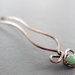 Celtic knot hair fork pin with green aventurine stone, Gemstone hair fork, Hair pin, Celtic hair stick, Hair accessory HP015 image 4