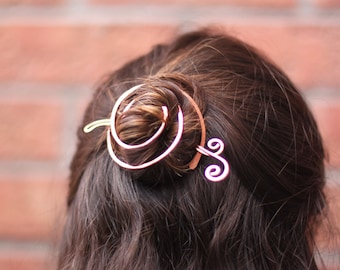 Spiral Copper Hair Bun Cage: Hand Forged Hair Slide