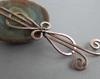 Celtic Knot Copper Hair Pin: Infinity Barrette, Hand Forged