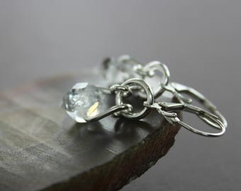 Sterling silver herkimer diamond earrings - Dangle earrings - Trendy earrings - Clear quartz earrings - April birthstone earrings - ER043