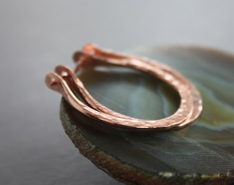 Hammered Copper Hoop Earrings: Hand Forged Metal Circles