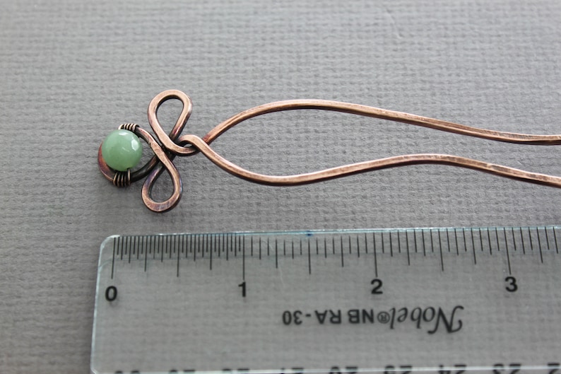 Celtic knot hair fork pin with green aventurine stone, Gemstone hair fork, Hair pin, Celtic hair stick, Hair accessory HP015 image 5