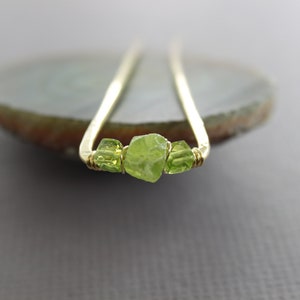 Brass hair fork with peridot stones, Golden color hair pin, Gemstone fork, Hair pin, Hair accessory, Hair stick, Metal hair pin - HP064