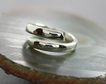 Hammered Sterling Silver Wrap Ring: Adjustable Minimalist Style