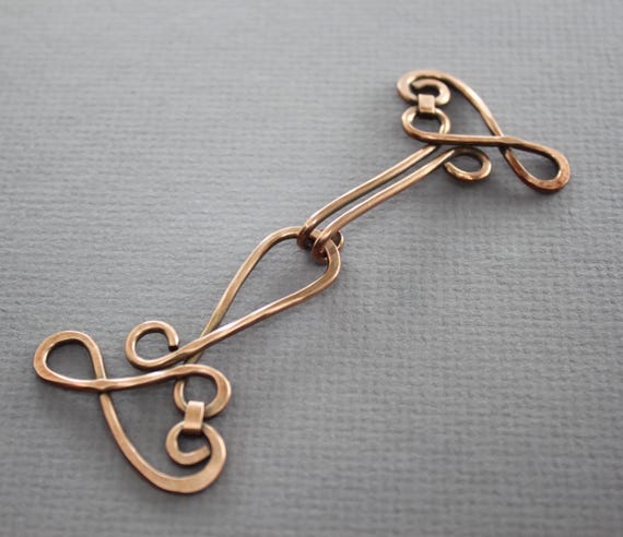 Handmade Copper Sew-On Clasp: Ornate Jacket Closure