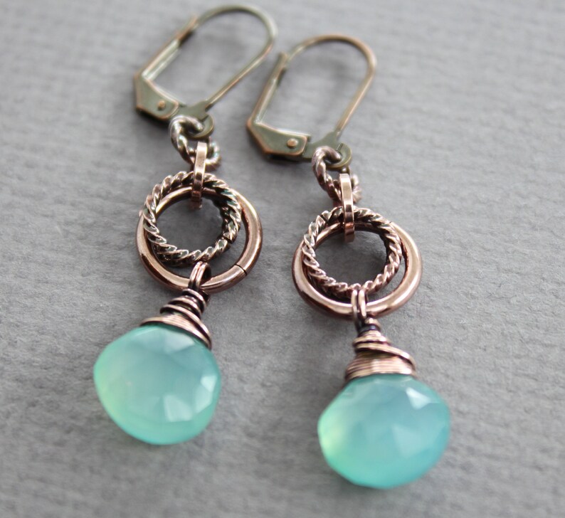 Drop chalcedony earrings Dangle earrings Gemstone earrings Etsy