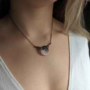 Collier tribal en cuivre avec perle de verre au chalumeau bleu sarcelle, collier rustique, collier tribal, collier au chalumeau, collier tendance NK001 image 1