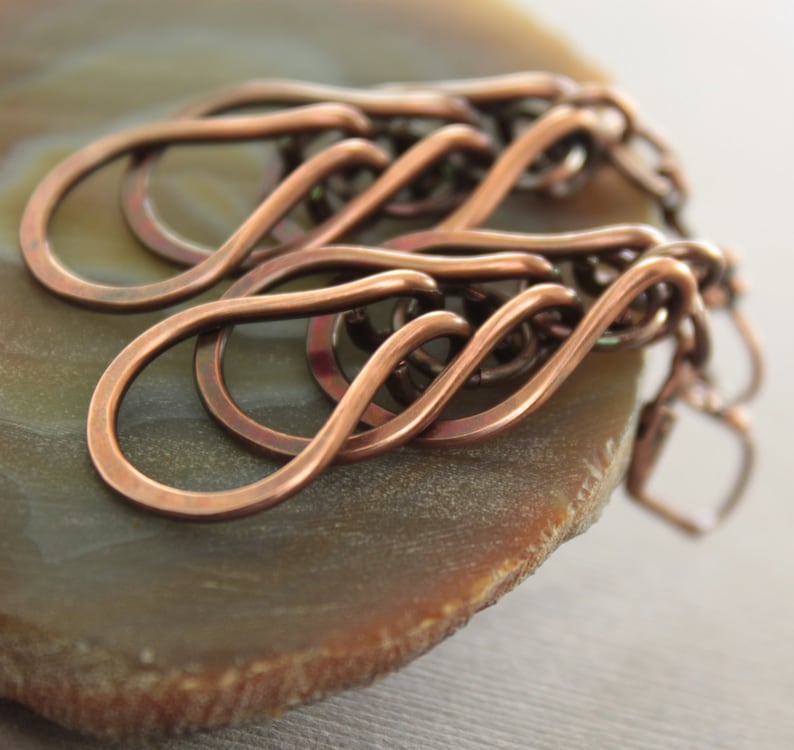 Handmade chainmaille design dangle copper earrings on lever back earwires Horseshoe earrings Cascade earrings ER078 Metal earrings