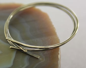 Hammered Brass Hoop Earrings: Minimalist Open Omega Style