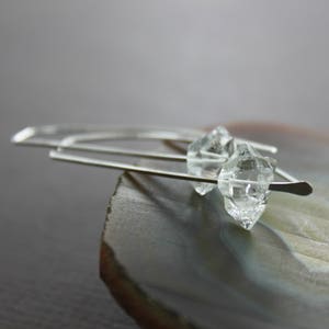 Pendientes colgantes de plata de ley con diamante Herkimer: cuarzo AAA