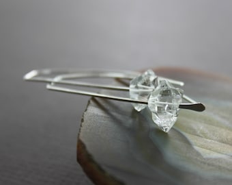 Herkimer Diamond Sterling Silver Threader Earrings: AAA Quartz