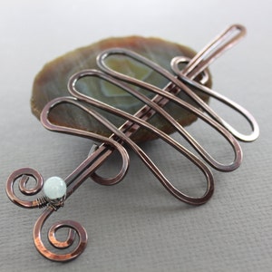 Zigzag bun cage with aquamarine stone, Hair slide, Hair accessories, Hair jewelry, Hair barrette, Hair stick, Hair pin, Hair clip HP020 image 1