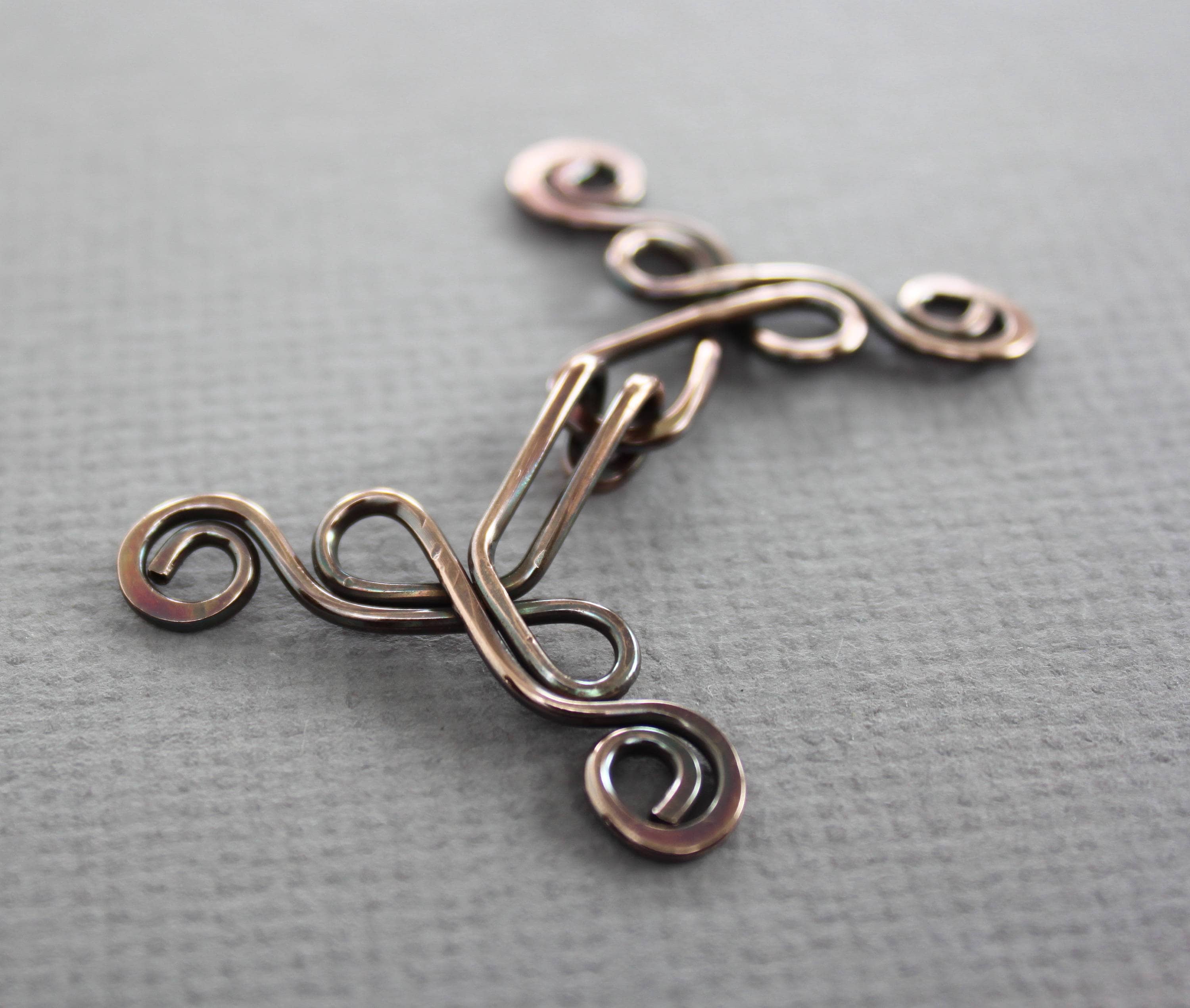 Solid Copper 48x28mm 7 Strand Decorative Heart Hook Clasp Findings • Q3 • 28920 