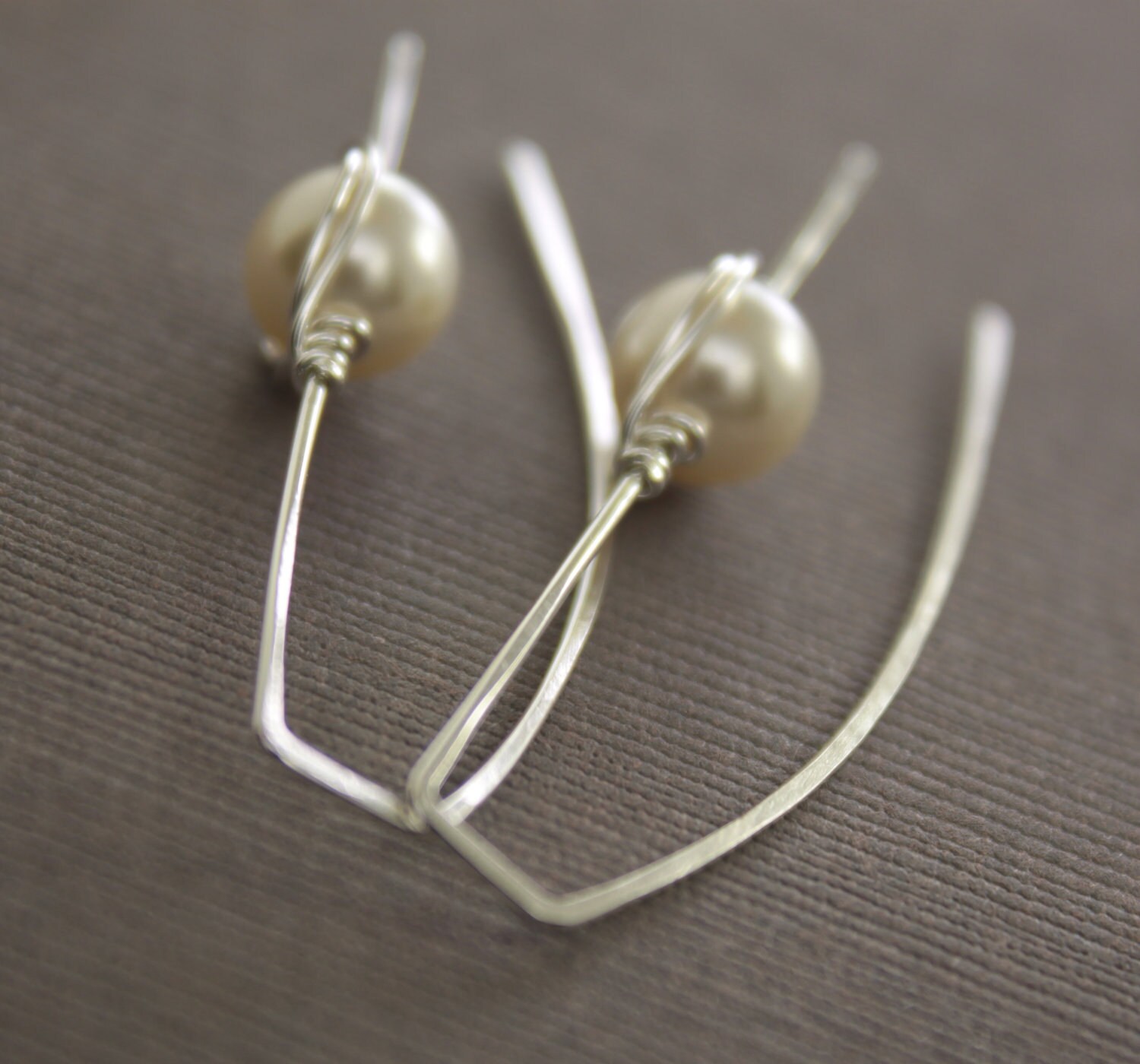 Sterling Silver Earrings With Swarovski Pearls Threader - Etsy